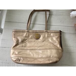 Coach Metallic Gold Signature Tote Bag